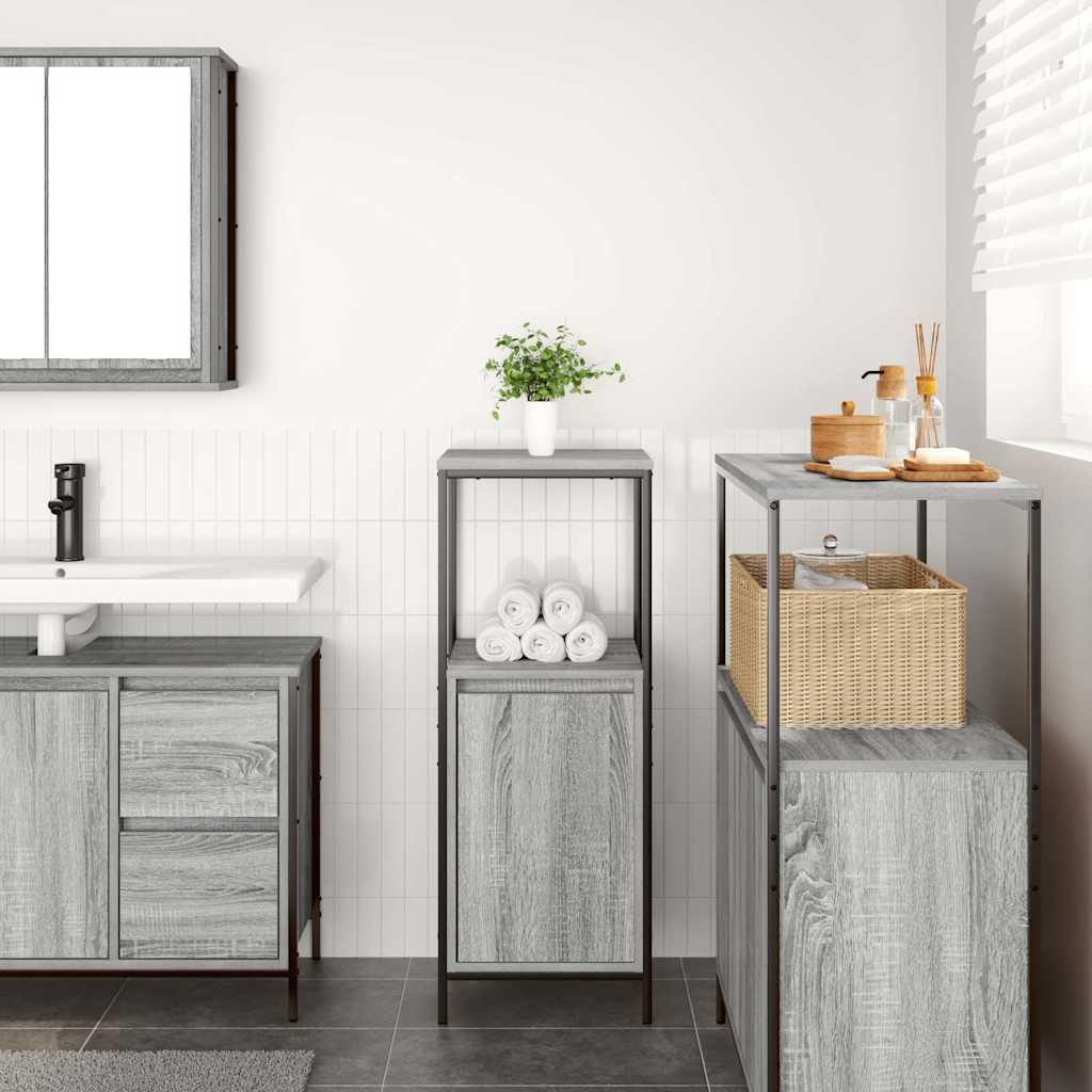 Mobile da Bagno con Ripiani Grigio Sonoma 36x35x95 cm 861915