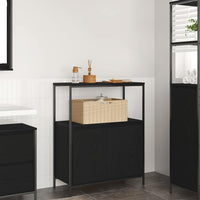 vidaXL Mobile da Bagno con Ripiani Rovere Nero 76,5x35x95 cm