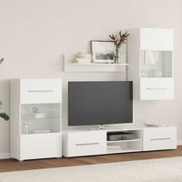 vidaXL Unità TV 5 pz con Illuminazione a LED Bianco Opaco Truciolato