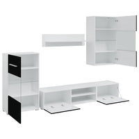 Unità TV 5 pz con Illuminazione a LED Nero Opaco Truciolato