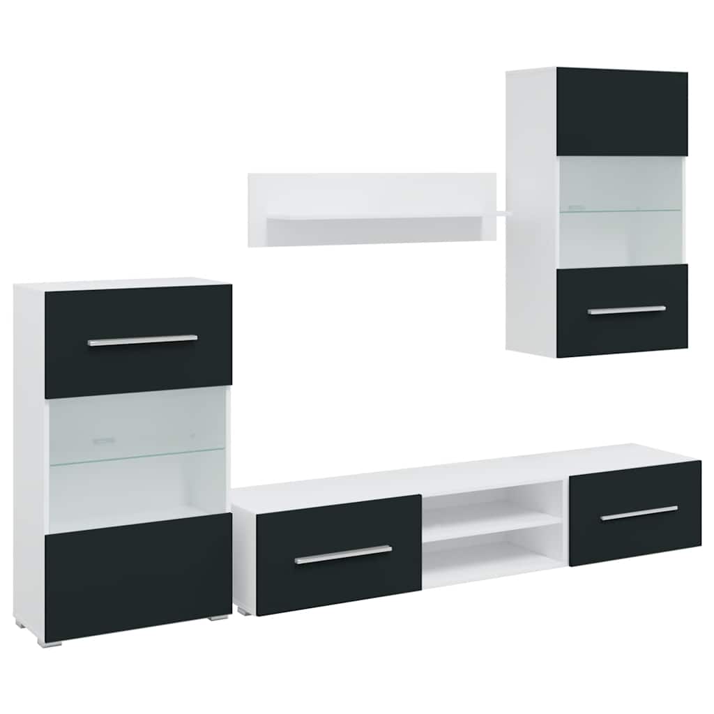 vidaXL Unità TV 5 pz con Illuminazione a LED Indaco Opaco Truciolato