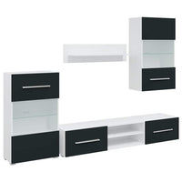 vidaXL Unità TV 5 pz con Illuminazione a LED Indaco Opaco Truciolato