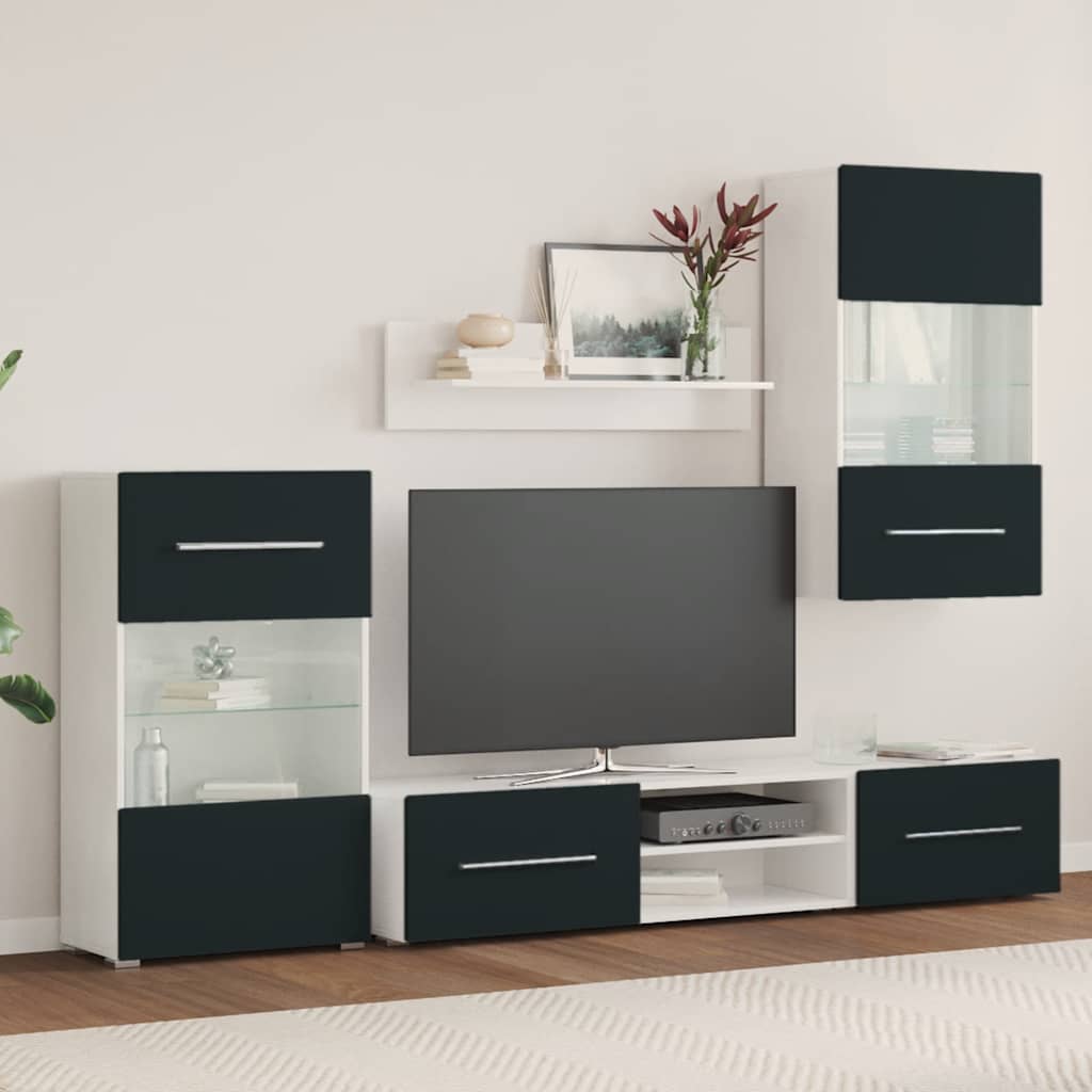 vidaXL Unità TV 5 pz con Illuminazione a LED Indaco Opaco Truciolato