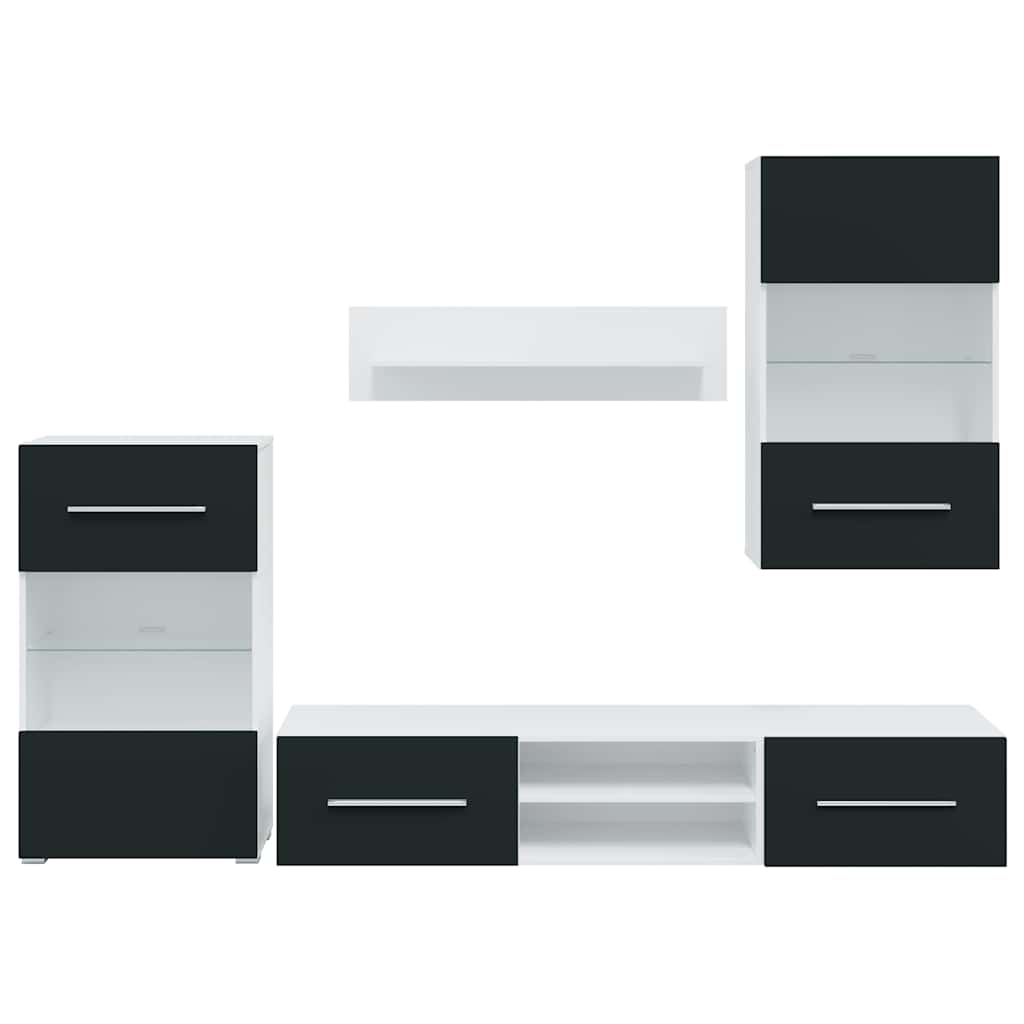 vidaXL Unità TV 5 pz con Illuminazione a LED Indaco Opaco Truciolato