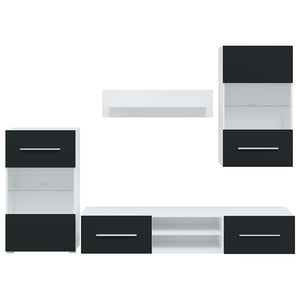 vidaXL Unità TV 5 pz con Illuminazione a LED Indaco Opaco Truciolato