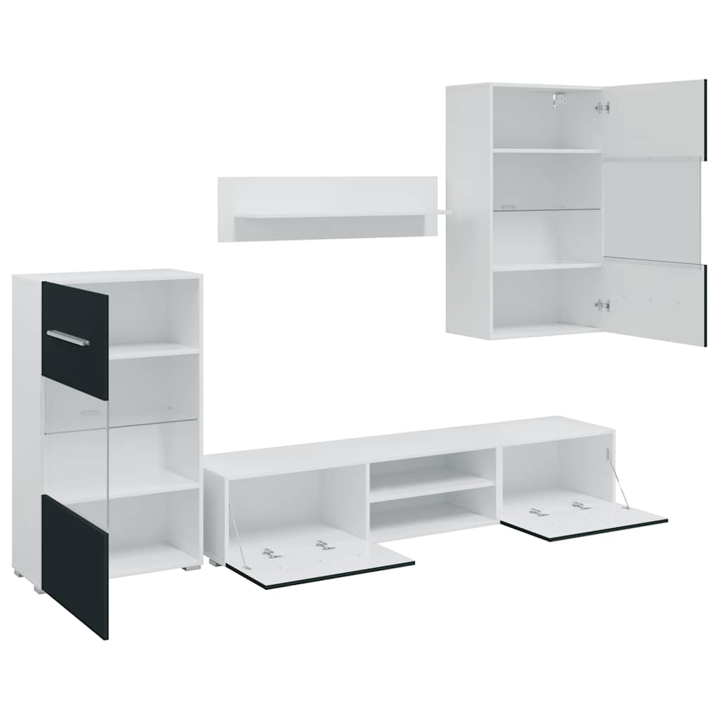 vidaXL Unità TV 5 pz con Illuminazione a LED Indaco Opaco Truciolato