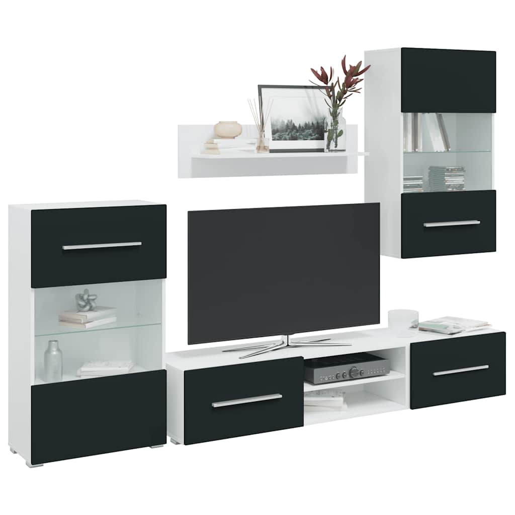 vidaXL Unità TV 5 pz con Illuminazione a LED Indaco Opaco Truciolato