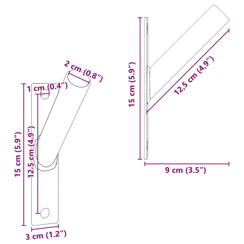 Supporto per palo della bandiera Nero 15 x 3 cm Acciaio 4106546