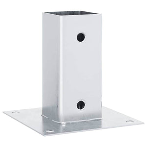 Basi per Pali Quadrate 4 pz Argento 61x61 mm in Acciaio Zincato 42000004