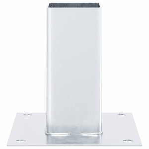 Basi per Pali Quadrate 4 pz Argento 61x61 mm in Acciaio Zincato 42000004