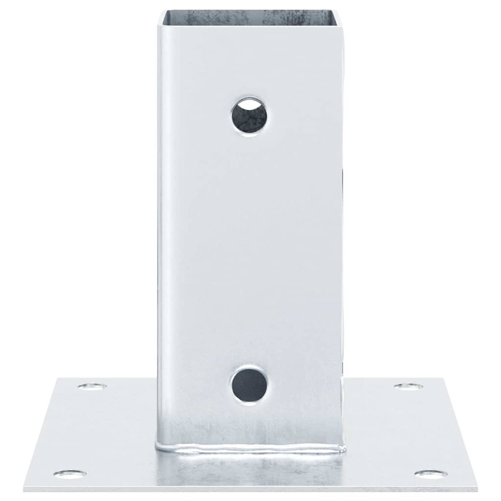 Basi per Pali Quadrate 4 pz Argento 71x71 mm in Acciaio Zincato 42000006