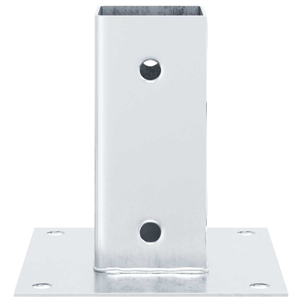 Basi per Pali Quadrate 4 pz Argento 71x71 mm in Acciaio Zincato 42000006