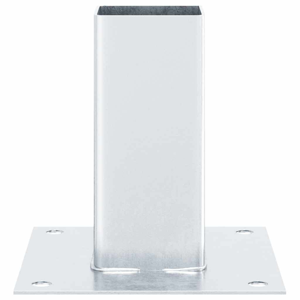 Basi per Pali Quadrate 12 pz Argento 71x71 mm Acciaio Zincato 42000007