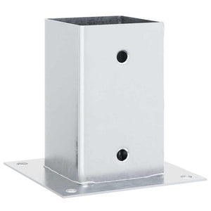 Basi per Pali Quadrate 12 pz Argento 81x81 mm Acciaio Zincato