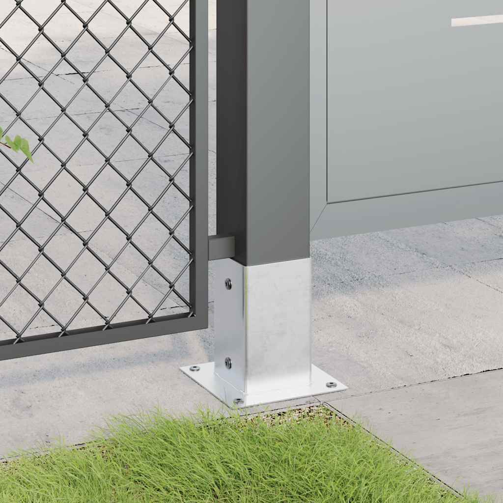 Basi per Pali Quadrate 12 pz Argento 81x81 mm Acciaio Zincato 42000009