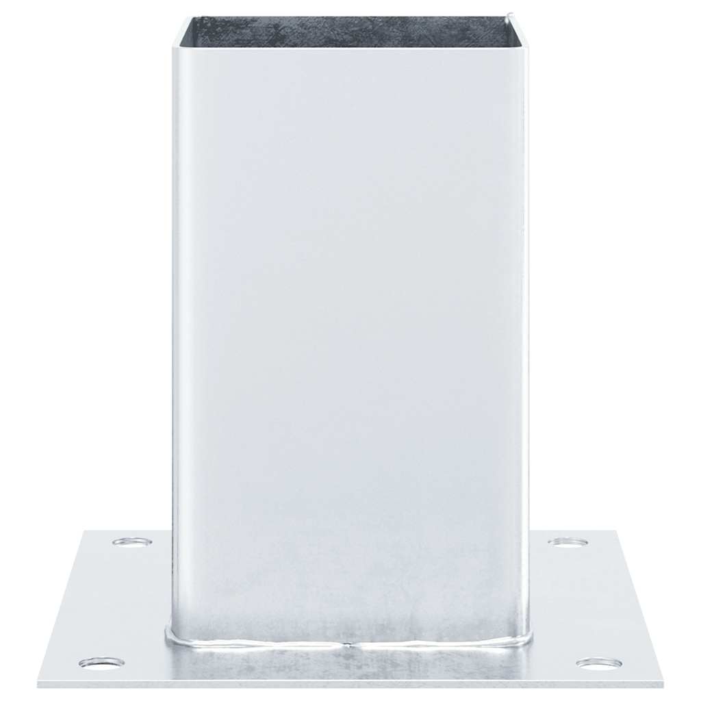 Basi per Pali Quadrate 12 pz Argento 81x81 mm Acciaio Zincato 42000009