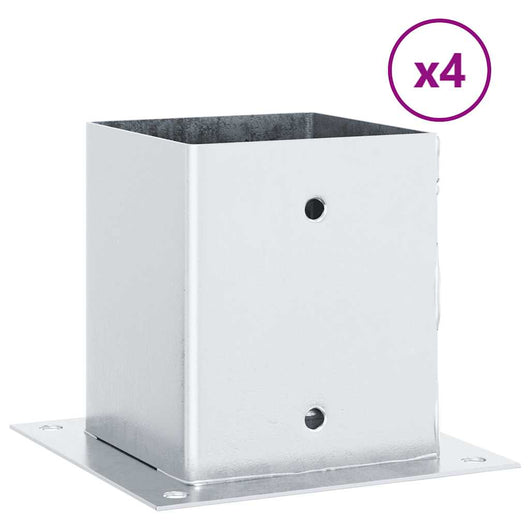 vidaXL Basi per Pali Quadrate 4 pz Argento 101x101 mm Acciaio Zincato