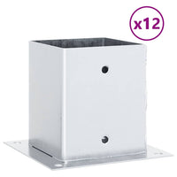 Basi per Pali Quadrate 12 pz Argento 101x101 mm Acciaio Zincato 42000013