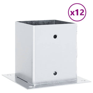 Basi per Pali Quadrate 12 pz Argento 101x101 mm Acciaio Zincato 42000013