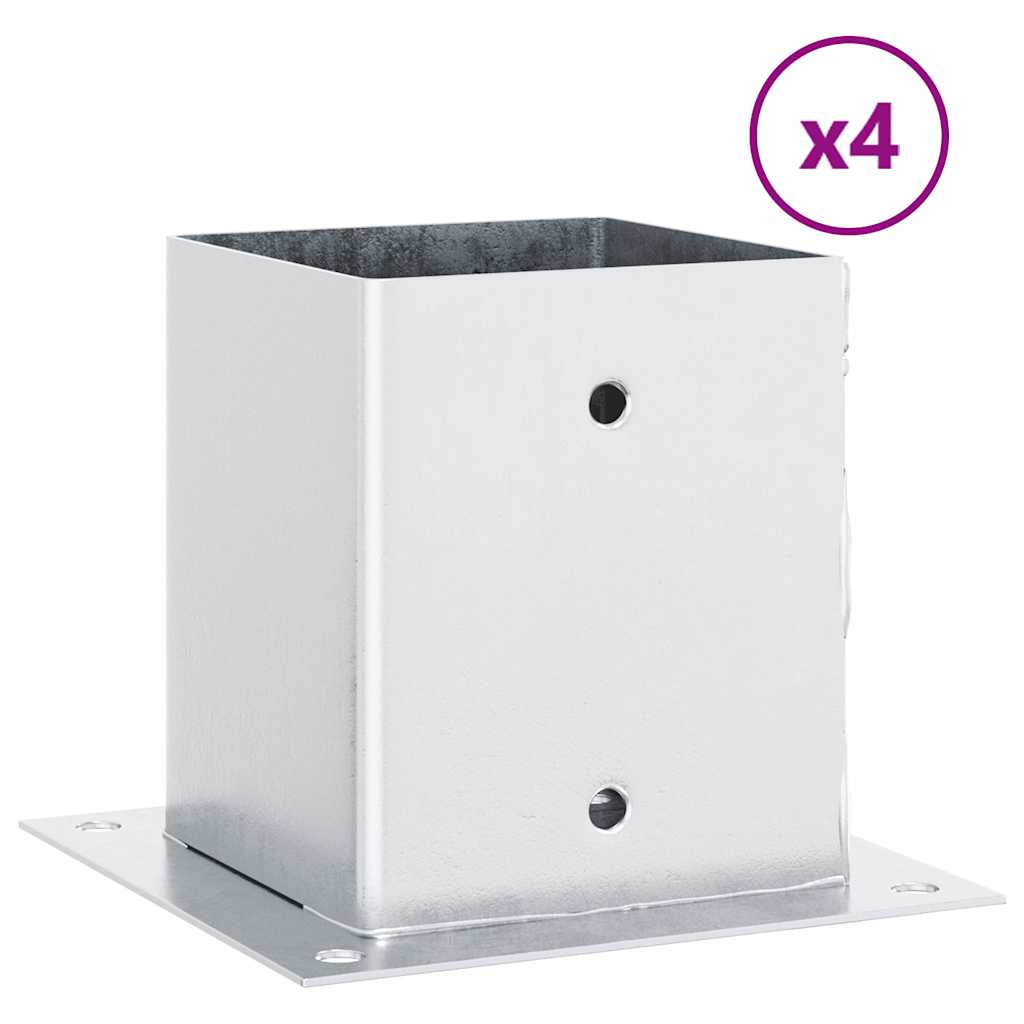 Basi per Pali Quadrate 4 pz Argento 121x121 mm Acciaio Zincato 42000014