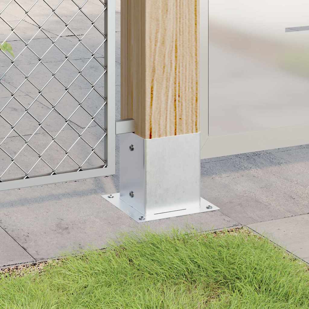 Basi per Pali Quadrate 4 pz Argento 121x121 mm Acciaio Zincato