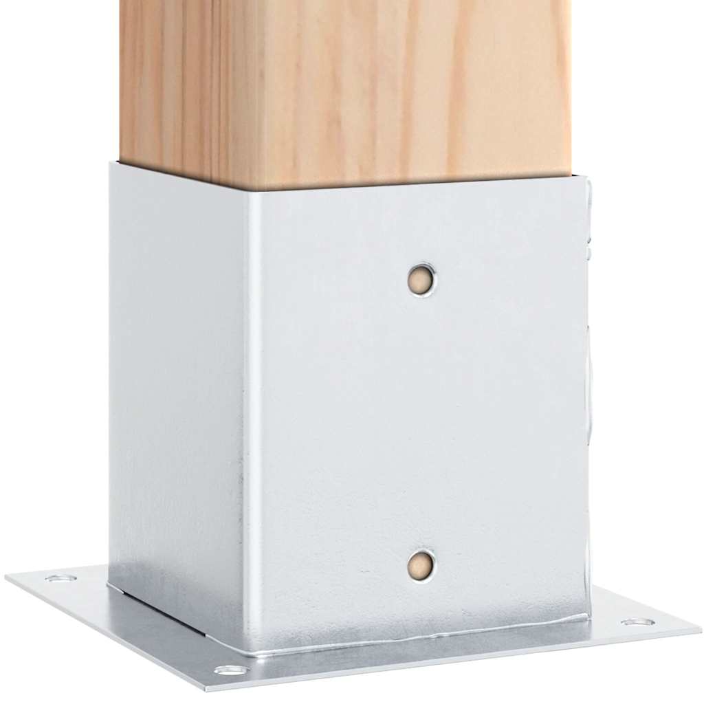Basi per Pali Quadrate 4 pz Argento 121x121 mm Acciaio Zincato 42000014