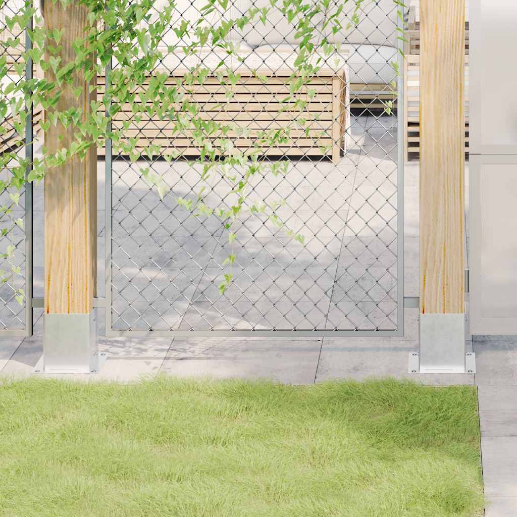 Basi per Pali Quadrate 4 pz Argento 121x121 mm Acciaio Zincato