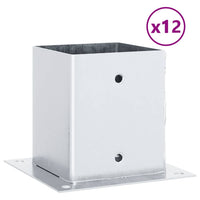 Basi per Pali Quadrate 12 pz Argento 121x121 mm Acciaio Zincato