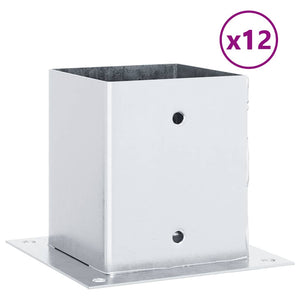 Basi per Pali Quadrate 12 pz Argento 121x121 mm Acciaio Zincato