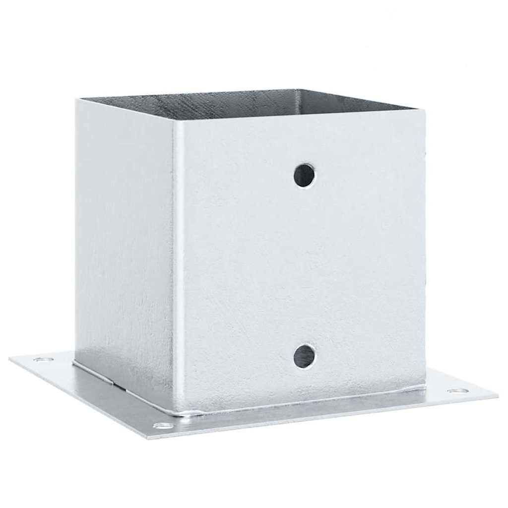 Basi per Pali Quadrate 4 pz Argento 141x141 mm Acciaio Zincato
