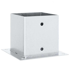 Basi per Pali Quadrate 4 pz Argento 141x141 mm Acciaio Zincato