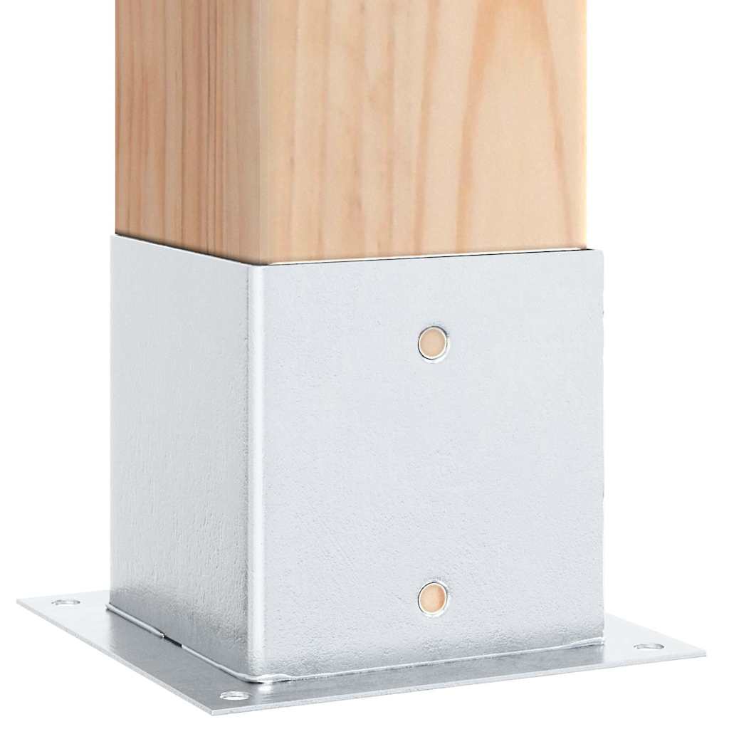 Basi per Pali Quadrate 4 pz Argento 141x141 mm Acciaio Zincato 42000016