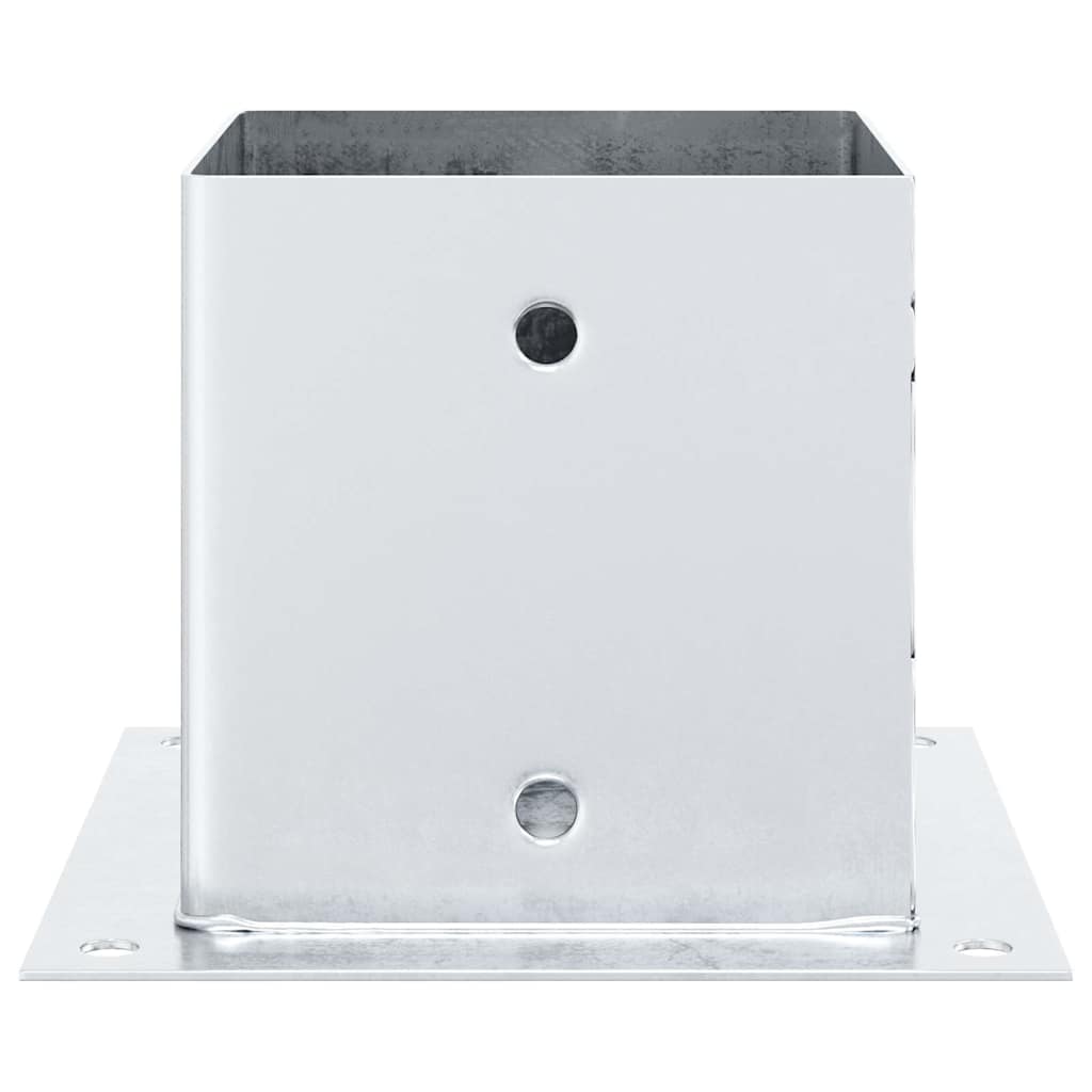 Basi per Pali Quadrate 4 pz Argento 141x141 mm Acciaio Zincato
