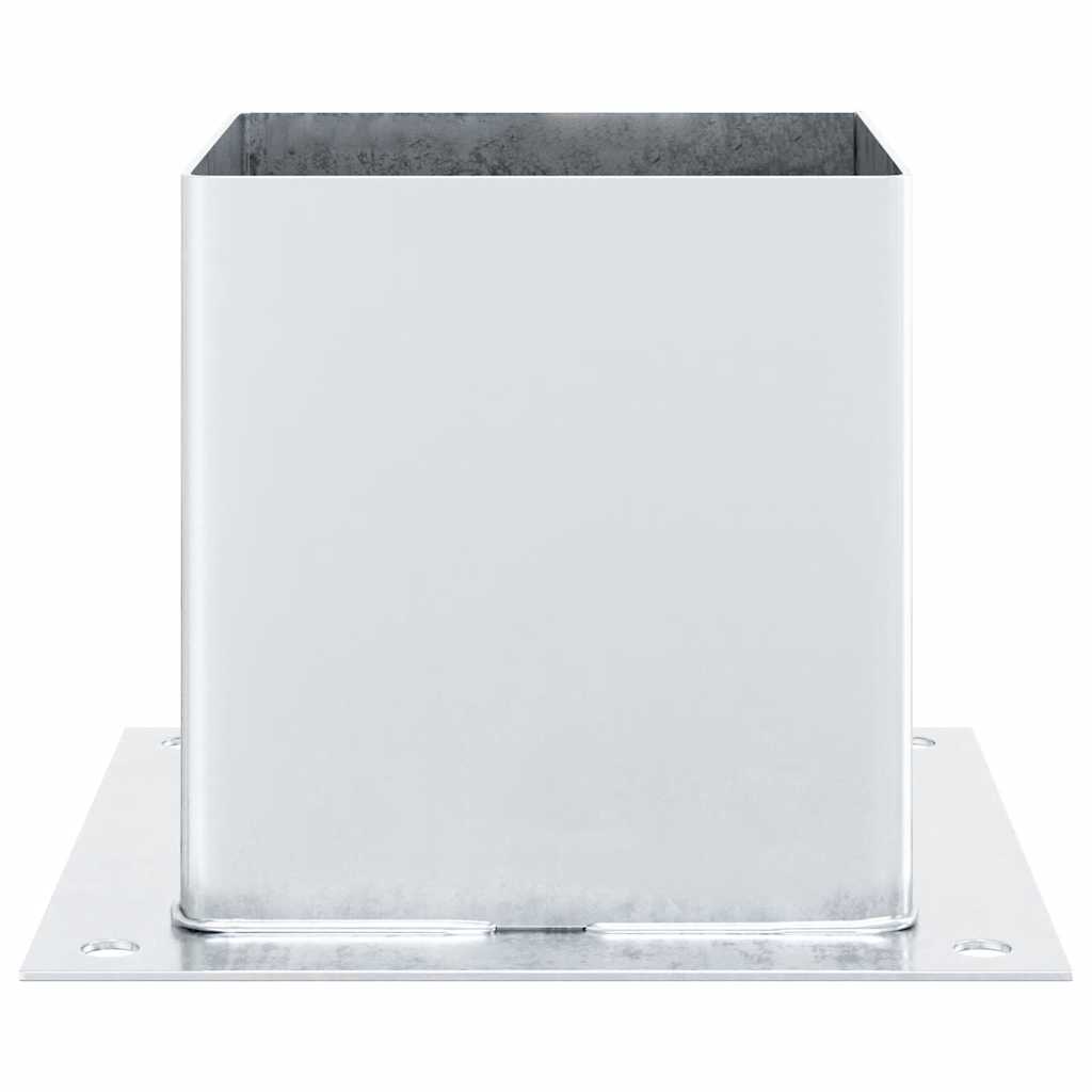 Basi per Pali Quadrate 4 pz Argento 141x141 mm Acciaio Zincato