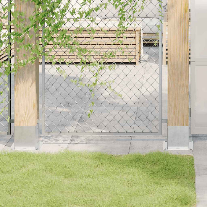 Basi per Pali Quadrate 4 pz Argento 141x141 mm Acciaio Zincato