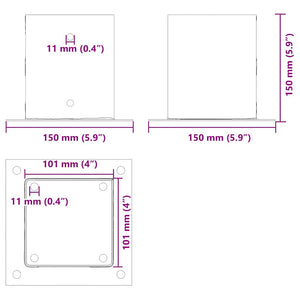 Basi per Pali Quadrati 4pz 101x101mm Acciaio Verniciato Polvere 42000030
