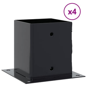 vidaXL Basi per Pali Quadrati 4pz 121x121mm Acciaio Verniciato Polvere