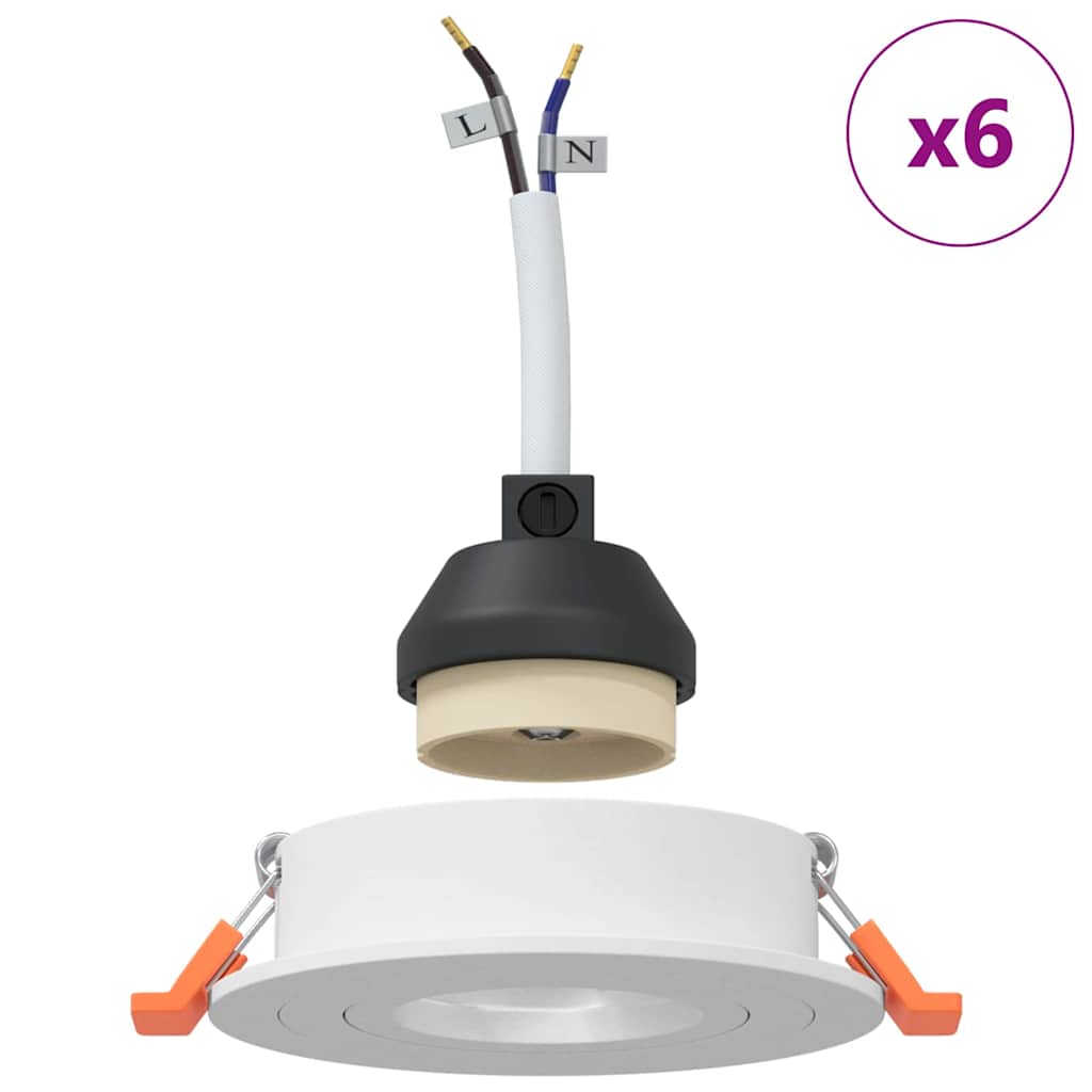 Spotlights con i riflettori 6 pcs Bianco 9 x 9 x cm Alluminio 4108140