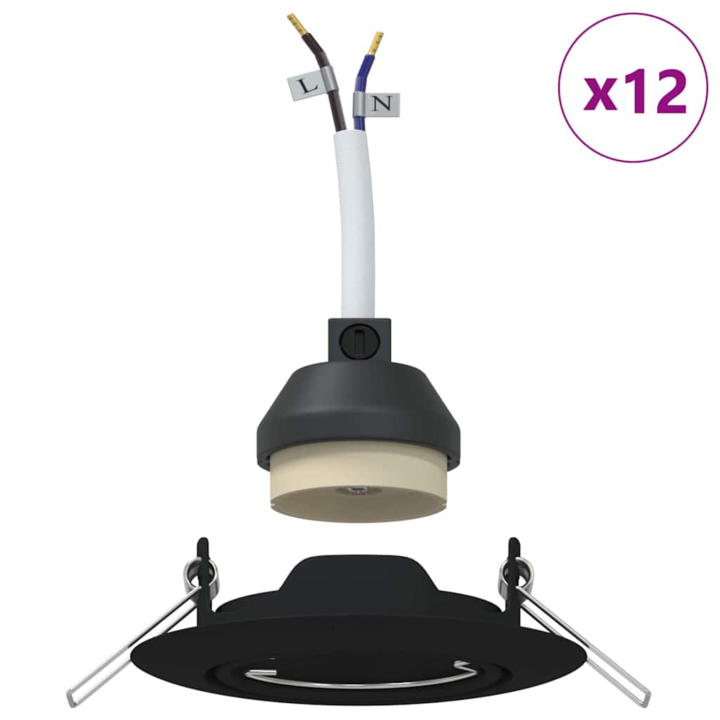 Spotlights con i riflettori 12 pcs Nero 9 x 9 cm Metallo 4108159