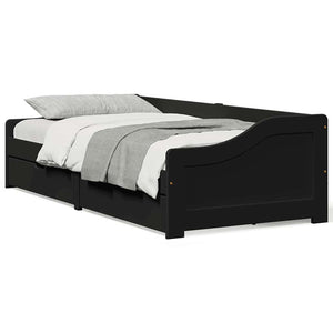vidaXL Dormeuse con 2 Cassetti senza Materasso Nero 90x200 cm IRUN