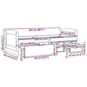 Dormeuse con 5 Cassetti senza Materasso Nero 90x200 cm IRUN 3314682