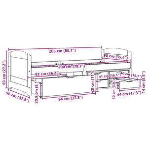 vidaXL Dormeuse 5 Cassetti senza Materasso Bianco&Rosa 90x200 cm IRUN