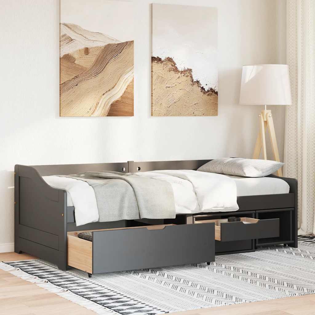 Dormeuse con 3 Cassetti senza Materasso Nero 90x200 cm IRUN 3314684