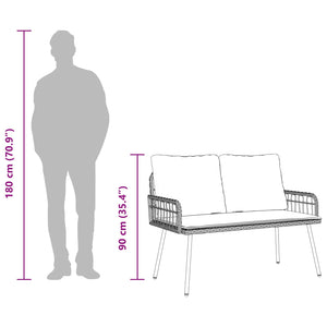 Panchina da giardino con cuscino Grigio 114 x 64 x 78cm Metallo 4108261