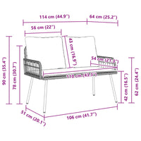 Panchina da giardino con cuscino Grigio 114 x 64 x 78cm Metallo 4108261