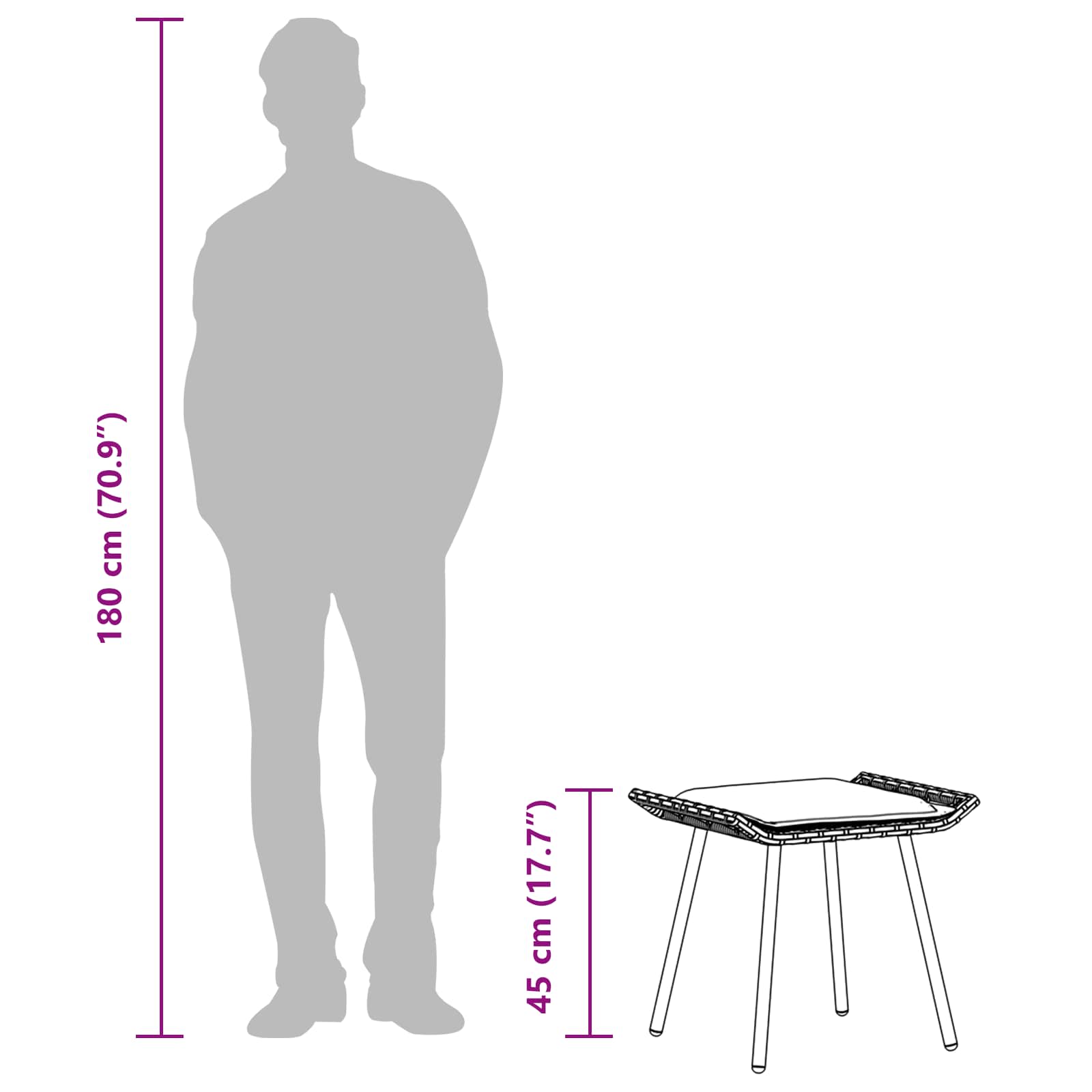 Panca da Giardino 2 pcs Marrone 50 x 40 x 45cm Poliestere 4108266