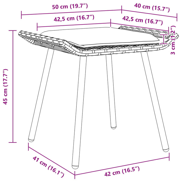 Panca da Giardino 2 pcs Marrone 50 x 40 x 45cm Poliestere 4108266