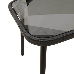 Tavolino da salotto Nero 90 x 45 x 43 cm Polyrattan e vetro 4108267