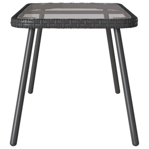 Tavolino da salotto Nero 90 x 45 x 43 cm Polyrattan e vetro 4108267