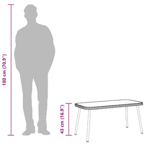 Tavolino da salotto Nero 90 x 45 x 43 cm Polyrattan e vetro 4108267